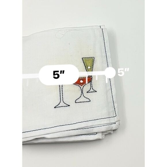 Pier 1 Imports Embroidered Cocktail Glasses Napkins Set of 4 - Picture 5 of 6